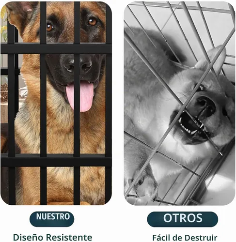 Vista 4 de Jaula de perro de 54 pulgadas resistente e indestructible con alfombrilla, jaula canina con ruedas bloqueables a prueba de fugas, puerta doble