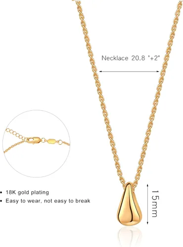 Vista 4 de InzheG Long Gold Pendant Necklace 18K Gold Plated Statement Simple Sweater Necklace Fashion Dainty Necklace Chain Charms Rope Chain Thin Italian