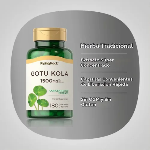 Vista 4 de Piping Rock Suplemento Gotu Kola 180 Cápsulas