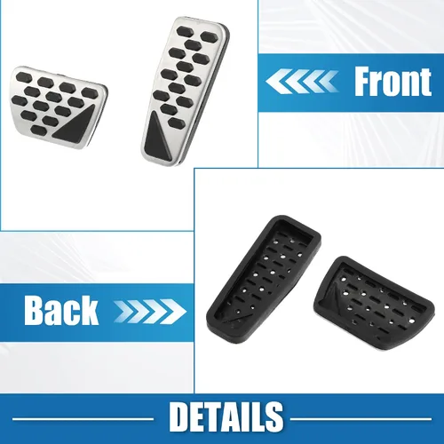 Vista 6 de Cubierta de pedal de freno de gas antideslizante para Jeep Wrangler JL 2018-2023 Gladiator JT 2020-2022 acero inoxidable tono plateado (juego de 1)