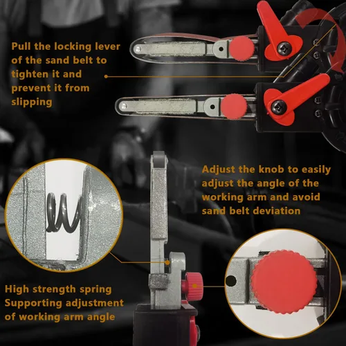 Vista 3 de Accesorios para lijadora de banda para amoladora angular, adaptador de lijadora de archivos de detalles, rosca US 5/8-11, adecuado para puntos