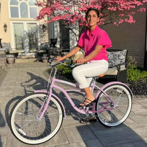 Vista 5 de ACEGER Bicicleta de confort para mujer, de 24 y 26 pulgadas, velocidad única y 7 velocidades, bicicleta de ciudad para adultos, marco de acero