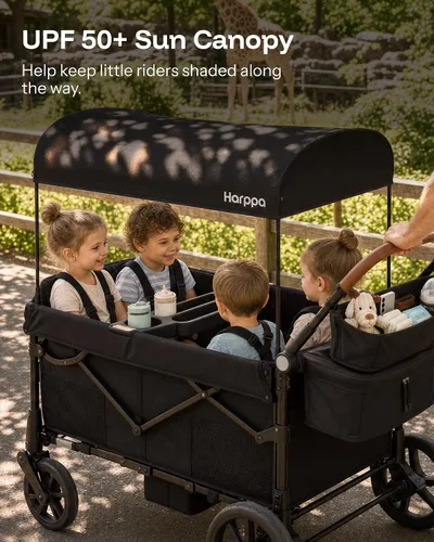 Vista 8 de Harppa Remy XL Wagon Cochecito para 4 niños, capacidad de 280 libras con 4 Negro