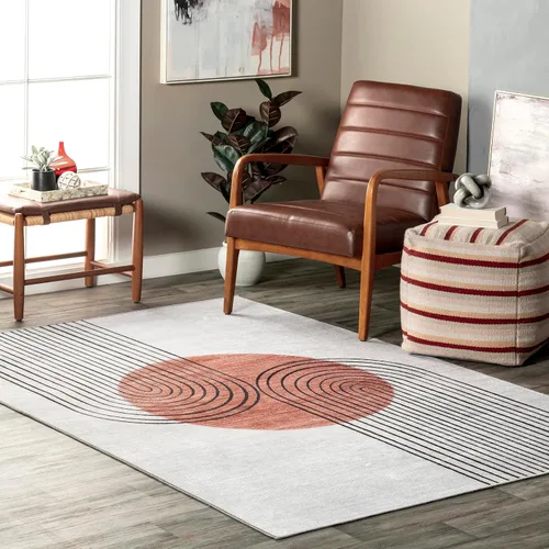Vista 6 de nuLOOM SpinClean - Alfombra de área lavable a máquina y resistente a las manchas de perfil bajo para sala de estar, dormitorio y comedor, multicolor