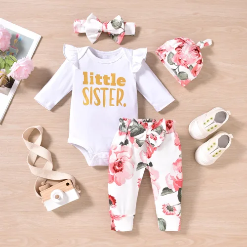 Vista 2 de fioukiay Ropa de bebé para niñas, conjuntos de mameluco acanalado para niños pequeños, conjuntos de ropa de otoño e invierno