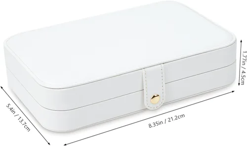 Vista 5 de Organizador de joyas de viaje, joyero de viaje, estuche de viaje para mujer, pequeño joyero para viajes, organizador de viaje de joyería, blanco B