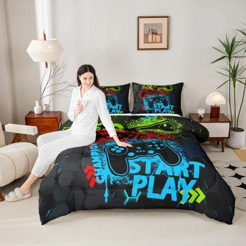 Vista 9 de Manfei Juego de edredón para niños de fresa roja, tamaño individual, juego de ropa de cama de cerdo acuarela de 2 piezas para niños, niñas