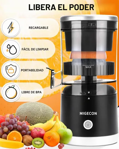 Vista 4 de MIGECON Exprimidor eléctrico de cítricos, exprimidor de naranja recargable