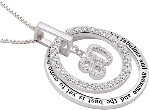 Vista 2 de Joyería de plata de ley 80 cumpleaños tardó 80 años en convertirse en este fabuloso e impresionante y lo mejor está por venir collar con colgante