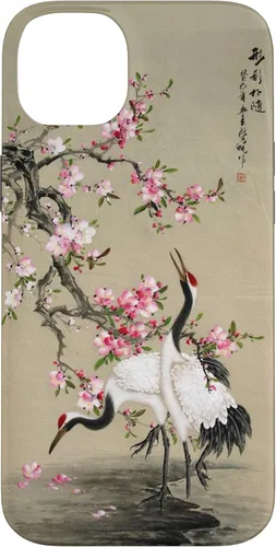 Vista 15 de Red Cap Cranes with Plum Blossoms Japanese Woodblock Art Case for iPhone 17