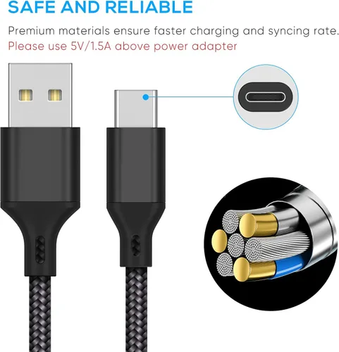 Vista 6 de MENEEA Cable de carga de 16.4 pies, empuñaduras para el pulgar joystick + extensor de gatillo L2 R2+botón D-pad para PS5