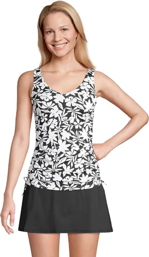 Vista 3 de Lands' End Traje de baño tankini largo resistente al cloro con cuello en V ajustable y tirantes ajustables