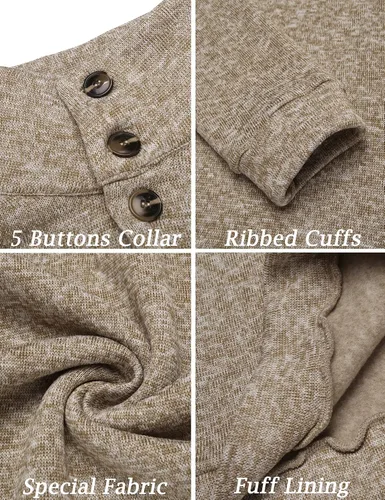 Vista 5 de COOFANDY Suéter térmico de punto casual para hombre