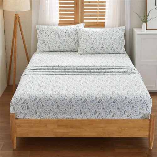 Vista 17 de HYPREST 100% Cotton Percale Sheets Queen, Blue Rose Floral Deep Pocket 16