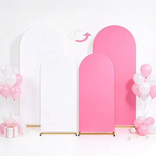 Vista 46 de SoarDream Cubierta de telón de fondo de arco de elastano beige ajustada 5 pies, cubierta de arco de boda globo con parte superior redonda, tela