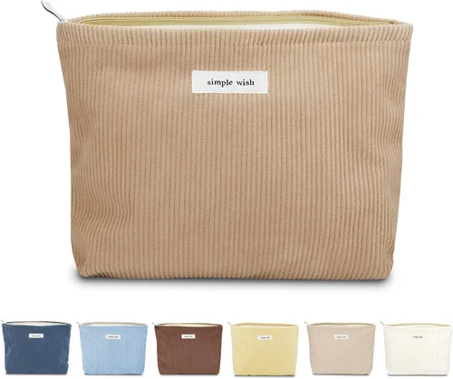 Vista 33 de Sminra Bolsa de Maquillaje Bolsa de Cosméticos Bolsa de Aseo de Lona Preppy para Mujeres Linda Bolsa con Cremallera Organizador Accesorios de Viaje