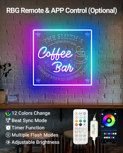 Vista 5 de Letreros de neón personalizados para decoración de pared, letreros de neón personalizados regulables para estación de café, tienda, cocina, regalo