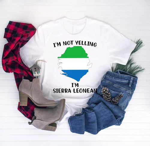 Vista 4 de Funny Sierra Leone Pride T-Shirt, I'm Not Yelling I'm Sierra Leonean Shirt, Gift Idea for Sierra Leonean Men and Women Featuring the Country Map and