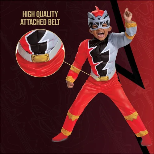 Vista 5 de Disfraz de Rangers Dino Fury Red Ranger para niños pequeños