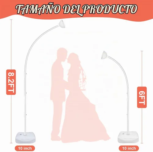 Vista 2 de Soporte de arco de medio globo con base de 8.2 pies y 6 pies, soportes para Kit de soporte para arco de globos mejorado, base resistente, fácil