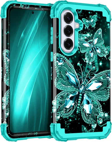 Vista 65 de Miqala Funda para Galaxy S21 FE 5G, brilla en la oscuridad, tres capas, resistente, protección a prueba de golpes, parachoques de plástico