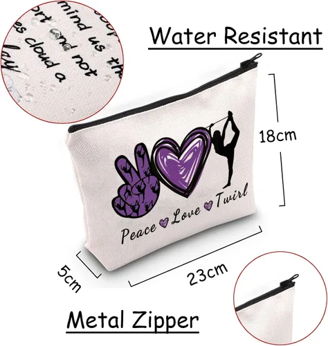 Vista 2 de JXGZSO Baton Twirling Gift Peace Love Twirl Bolsa de cosméticos Baton Regalos para mujeres Baton Gymnast Bolsa de maquillaje Regalo para amantes