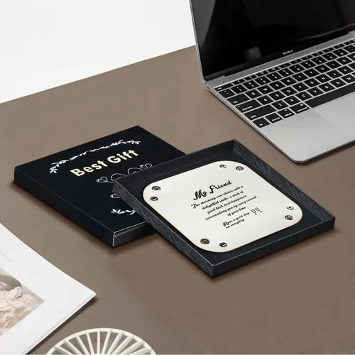 Vista 2 de Fanousy Ideas de regalo para mejores amigos, organizador de bandeja de valet de piel sintética para mujeres y hombres, bonita caja de platos