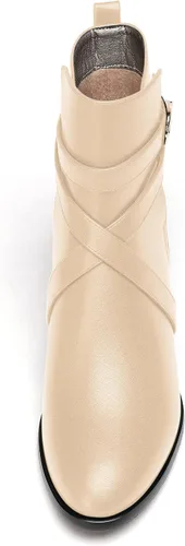 Vista 3 de WAYDERNS Botas altas de tobillo con hebilla casual para mujer, con correa de tobillo sólida mate, tacón bajo y grueso, 2 pulgadas