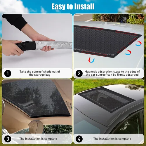 Vista 14 de Parasol Magnético para Coche, Pantalla Magnética de Malla Transpirable para Acampar y Estacionar, Protección UV de Instalación Rápida para Techo