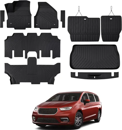 Vista 42 de Alfombrillas para suelo de Dodge Durango 2016-2025 2026 de 6 asientos, protector de carga para todo tipo de clima, TPE resistente, impermeable