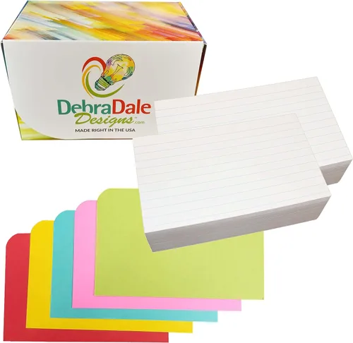 Vista 12 de Debra Dale Designs - Tarjetas de índice en blanco de 3 x 5 pulgadas, color blanco, 200 tarjetas, caja de sistema de estudio con separadores