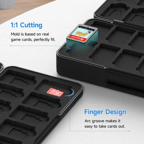 Vista 5 de JINGDU 40-Slot Traceable Switch Game Case Compatible with Nintendo Switch Games, Holds 40 Switch Game Cards and 24 Micro SD Cards, with Hidden