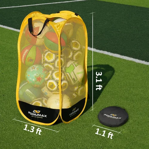 Vista 4 de PodiuMax Mochila y organizador de almacenamiento de pelotas de fútbol, correa de hombro ajustable, bolsa deportiva con pelotas de baloncesto