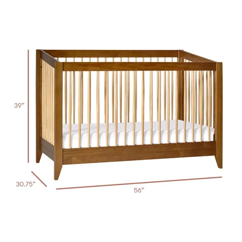 Vista 3 de Babyletto Scoot- Cuna convertible 4 en 1 con kit de conversión a cama infantil, Cuna, Talla full, Castaño