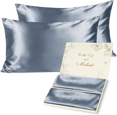 Vista 21 de Yanibest Funda de almohada de satén, fundas de almohada de seda para cabello y piel con cremallera, juego de 2 fundas de almohada estándar para 20 x