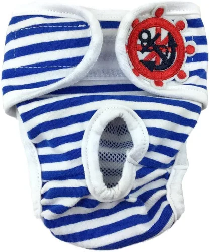 Vista 2 de Visky mascota hembra higiénica sanitaria Pant reutilizable reutilizable Pañales para perros (azul, doble extragrande)