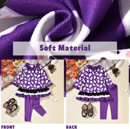 Vista 5 de Aalizzwell Traje de Halloween con volantes para niñas pequeñas 2-5T