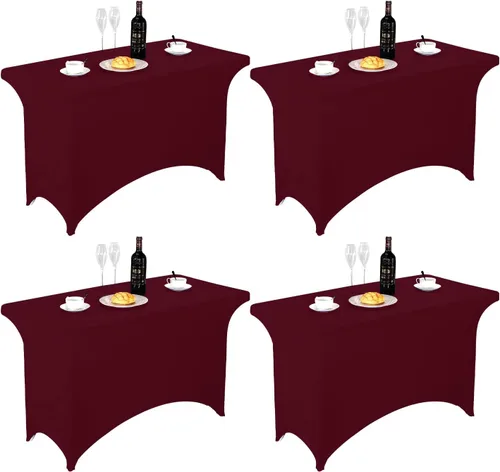 Vista 50 de FORLIFE - Funda de mesa de elastano, mantel ajustado de 4 pies para mesas rectangulares, funda elástica para patio, universal para bodas, banquetes