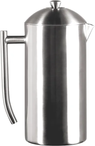 Vista 8 de Cafetera de prensa francesa Frieling - 23 oz, acero inoxidable de doble pared pulido - Prensa francesa aislada para acampar - Cafetera de café