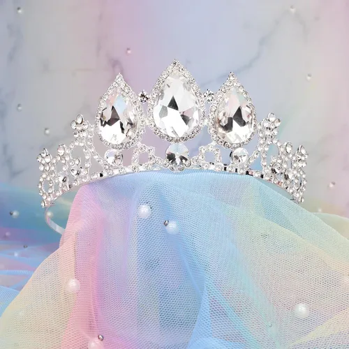 Vista 21 de CIEHER Rapunzel - Corona de princesa para niñas, diadema multicolor para fiesta de cumpleaños, cosplay de sirena
