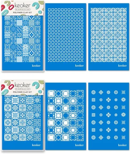 Vista 8 de KEOKER Plantillas de pantalla de seda para arcilla polimérica, 3 plantillas de patrón de azulejos