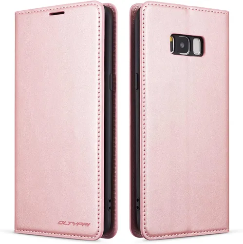 Vista 28 de QLTYPRI Funda para Samsung Galaxy S8, funda de piel sintética premium TPU parachoques con tarjetero Kickstand adsorción magnética oculta a prueba