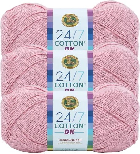 Vista 17 de Lion Brand Yarn Estampados DK de algodón 24/7, hilo para tejer, ganchillo y manualidades, azul, paquete de 1 Cotton Yarn for Knitting, Crochet