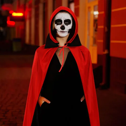 Vista 5 de NOLITOY Capa con capucha de Halloween para mujeres y hombres, capa de bruja vampiro para adultos, capa de Halloween para cosplay, disfraz y fiesta