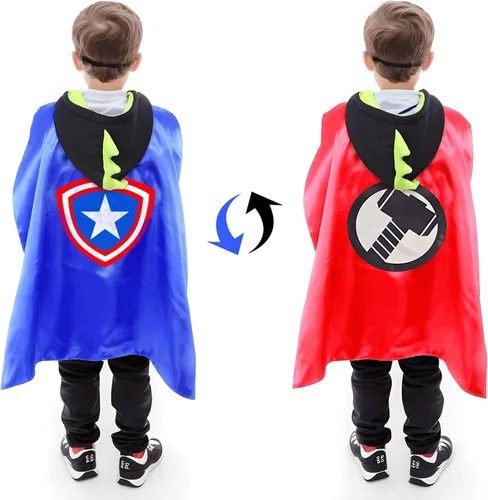 Vista 5 de NFTX Toys for 3-10 Year Boys Girls, Double Side Superhero Capes with Mask for Kids Christmas Costume Birthday Gifts