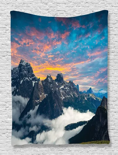 Vista 28 de Ambesonne Tapiz hippie, abrazo de hongos de ensueño y árbol de la vida místico y mandal verde, decoración de tela para colgar en la pared