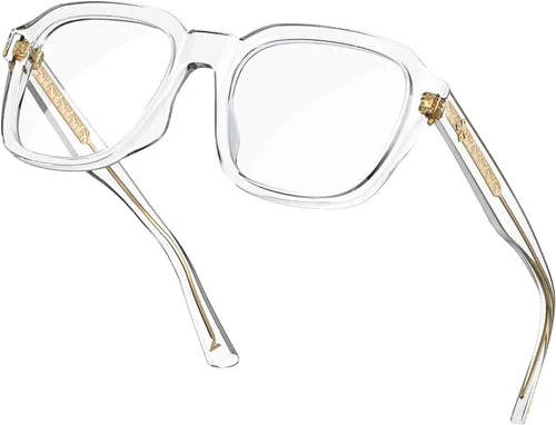 Vista 13 de VISOONE Oversized Cute Chunky Square Computer Glasses for Women Men BENNETT Blocking 99% Harmful Blue Light Anti Glare TR90 Lightweight Clear