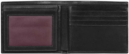 Vista 5 de Maxwell Scott - Cartera triple de cuero de lujo 2 en 1 con tarjetero Bolsa clásica para identificación de notas, Negro (Night Black), Fine