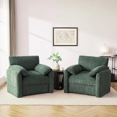 Vista 12 de Howjoe Sillón Extragrande de Chenilla, Sillas de Acento de 38.6 Pulgadas de Ancho para Sala de Estar y Dormitorio Silla de Descanso Moderna, Silla