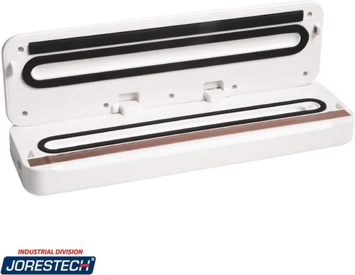 Vista 2 de JORESTECH Máquina selladora al vacío de mesa, embalaje automático de alimentos, características secas y húmedas con cortador integrado (E-Vac-10)